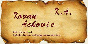 Kovan Acković vizit kartica